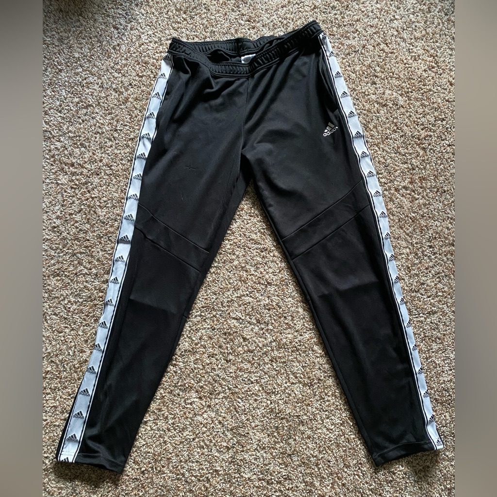 Large Black Adidas Athletic Pants